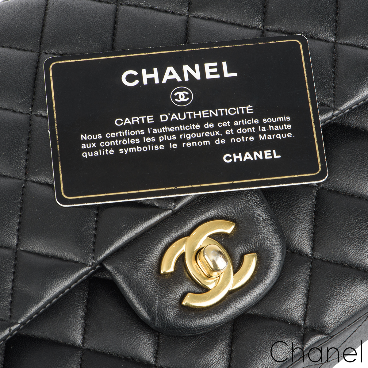 chanel classic flap black interior